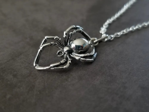 Black Widow Spider Necklace – Sterling Silver Charm on 18" Chain