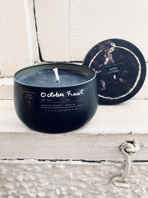 Burning Leaves & Fireplace Scented Candle – October Rust – Goth Candles 8oz